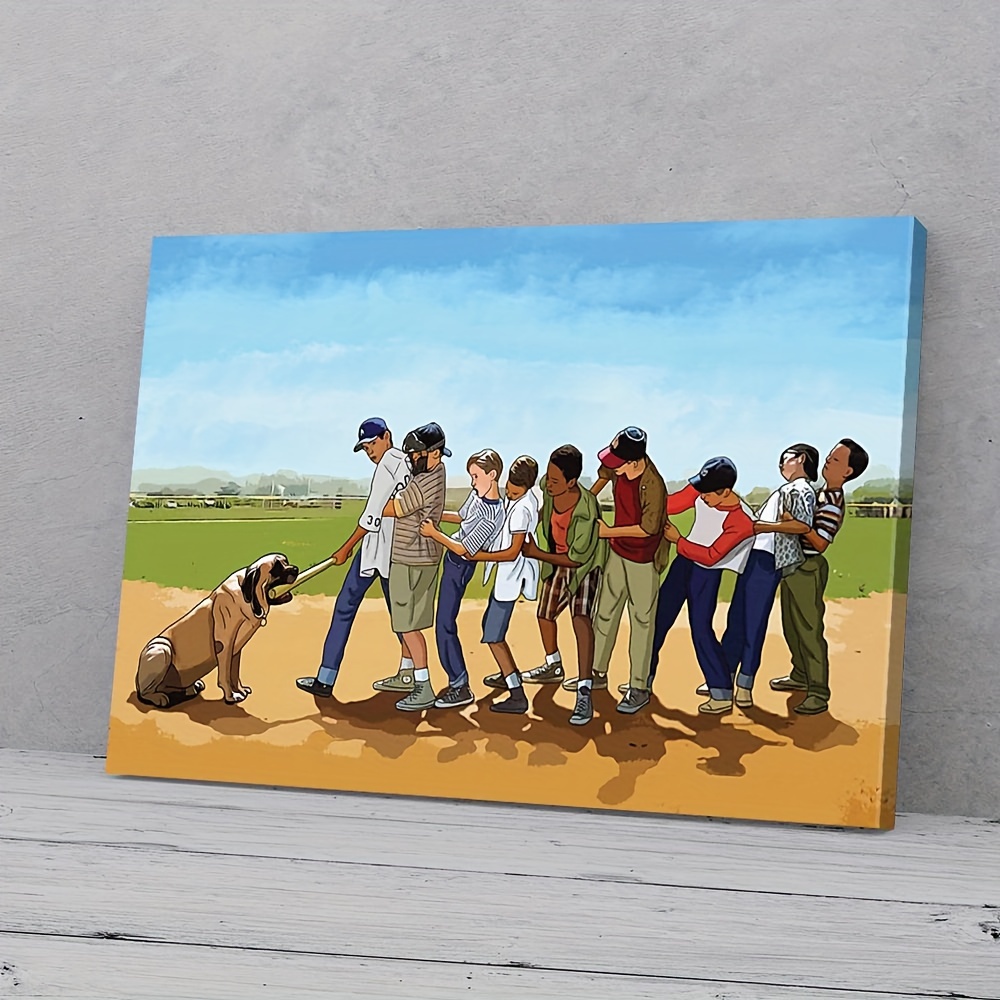 

1pc Wooden Framed The Baseball For Dog Lovers The Sandlot Movies Canvas Decor Wall Art For Bedroom Living Room Home Walls Decoration With Framed Ready To Hang 11.8inx15.7inch