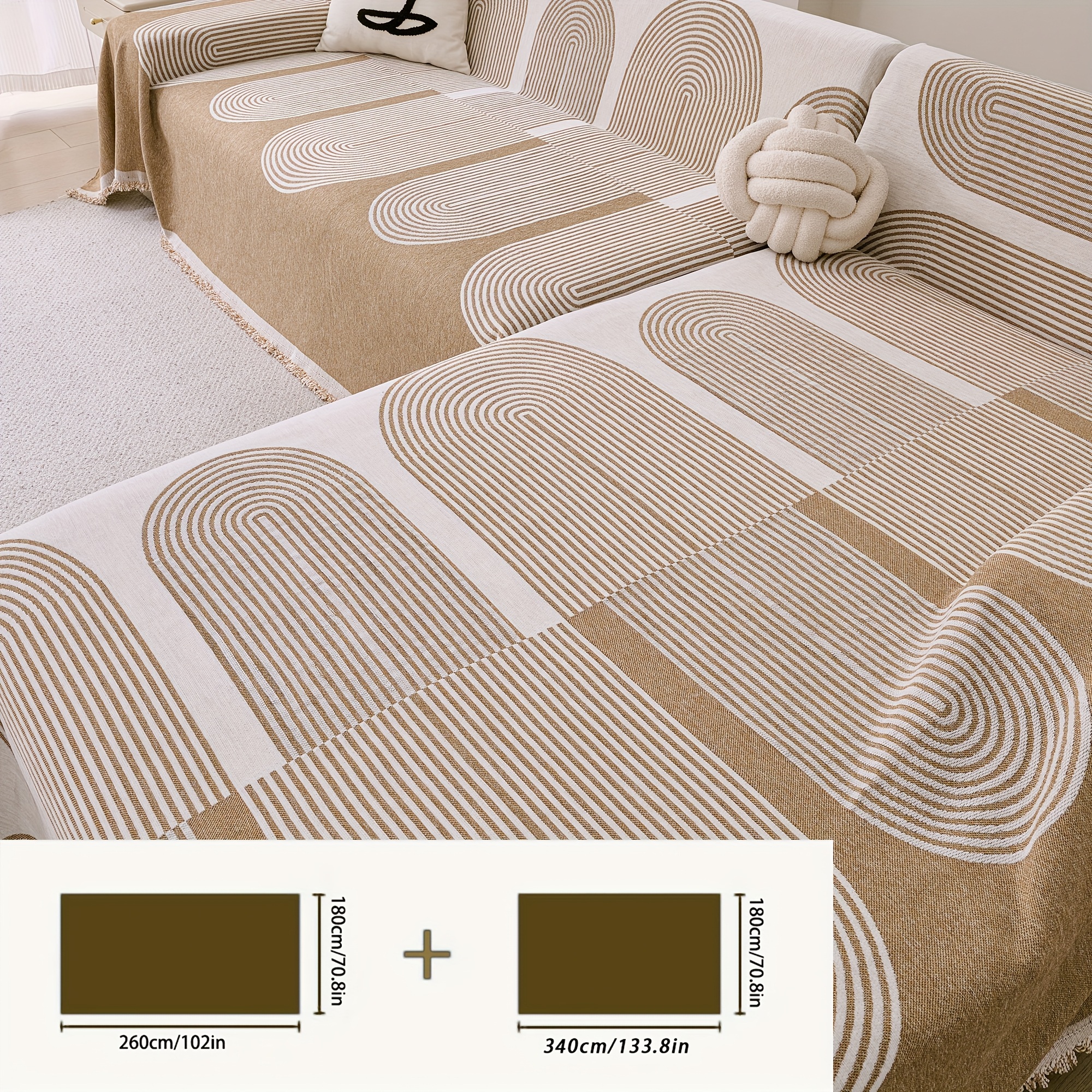 TEMU 2pcs Luxury Chenille Sofa Cover, Autumn And Winter Warm Soft Sofa Blanket, L-shaped Combination Sofa Blanket, Machine Washable Sofa Pad Living