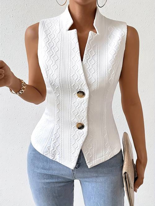 womens elegant solid color jacquard suit vest jacket open collar machine washable versatile for casual formal outfits design