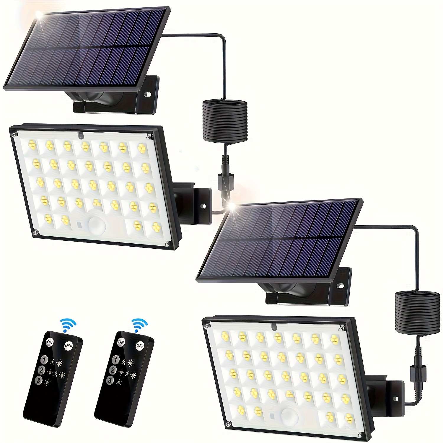 127led Warm Light Outdoor Solar Light, Ip65, 3 With 5m Cable, Split Solar Motion Sensor Light With Remote, Dusk To Dawn Solar Outdoor Floodlight For Yard, Terrace, Garden (warm White)