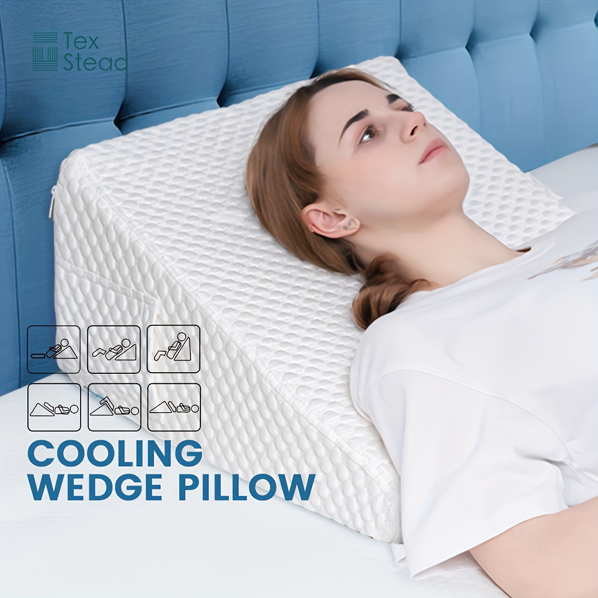 Memory Foam Foam Wedge Bolster Pillow Covers Sleep Cushion Bed