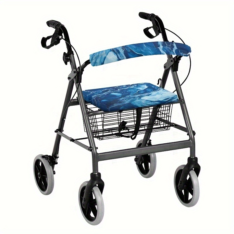 Rollator Walker Seat Cover & Back Cover, Removable & Washable, Marble Texture Pattern