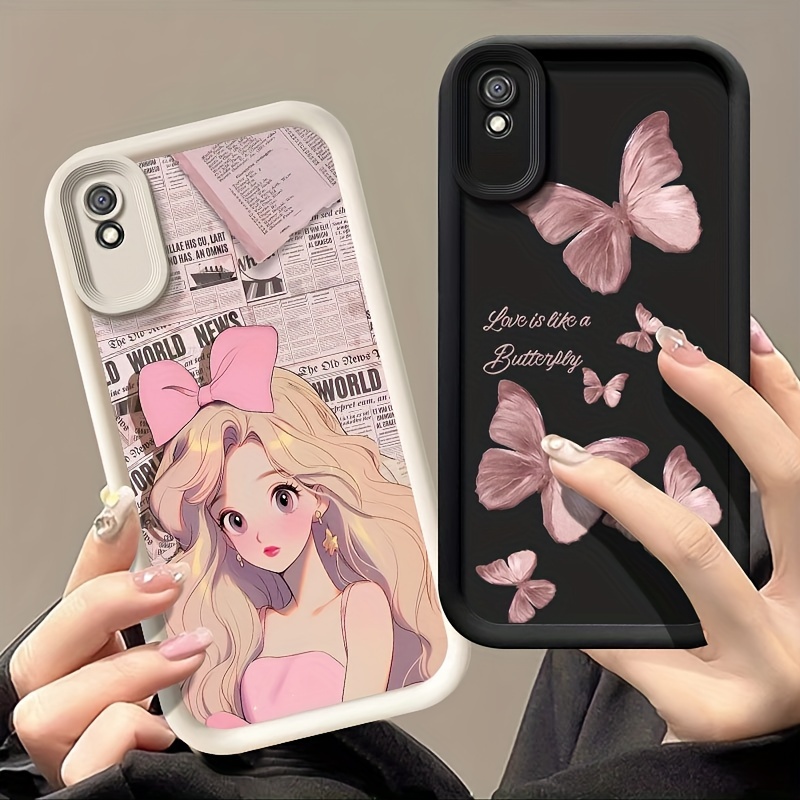 

Pour 9A 9C/10A Coque en silicone TPU personnalisée et mignonne avec graphisme de fille papillon pour téléphone protecteur