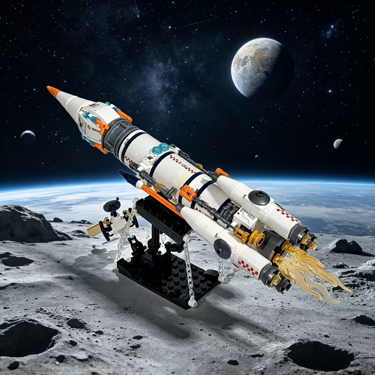 Floating Space Rocket Building Blocks, Creative Design