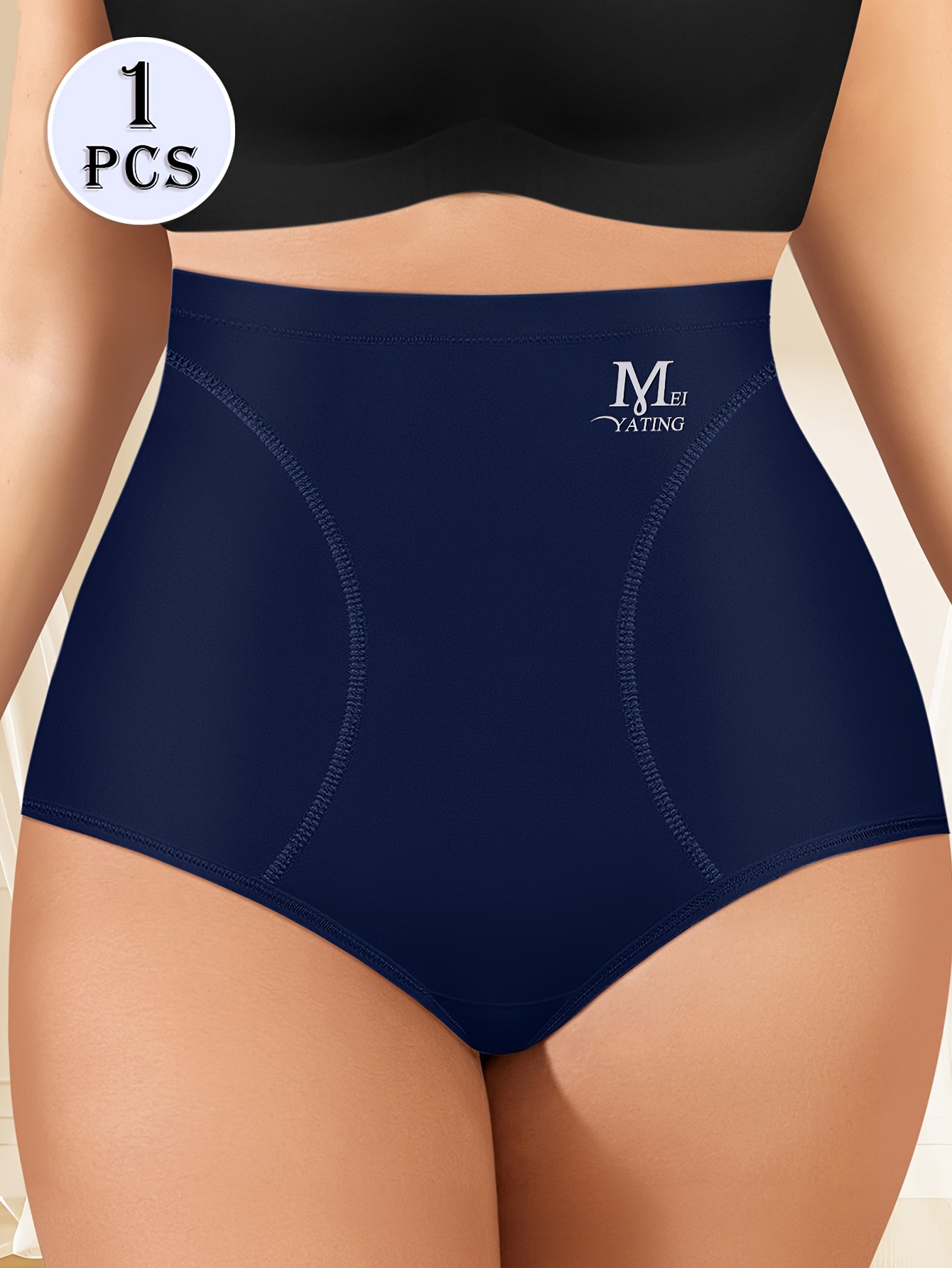 MIOTAN High-Waist Tummy Control Shapewear Panties for Women, Plus Size, Seamless, Comfort Fit, Butt Lifting, Breathable Polyester Blend, Black, Plus Size Panties