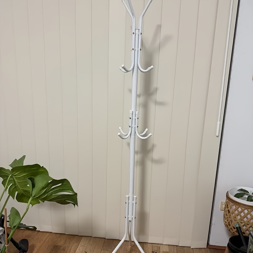 1pc Heavy-Duty Metal Coat Rack with 9-Tier Vertical Storage - Freestanding Space-Saving Clothing Organizer with Sturdy Iron Frame & Copper Finish, 27