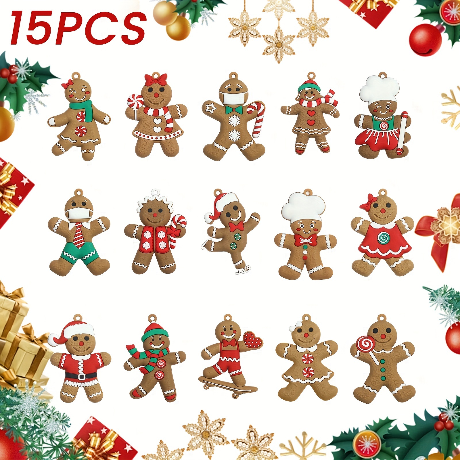 

15pcs For Man Christmas Tree Ornaments Set - Pvc, No Needed - For & Party Supplies