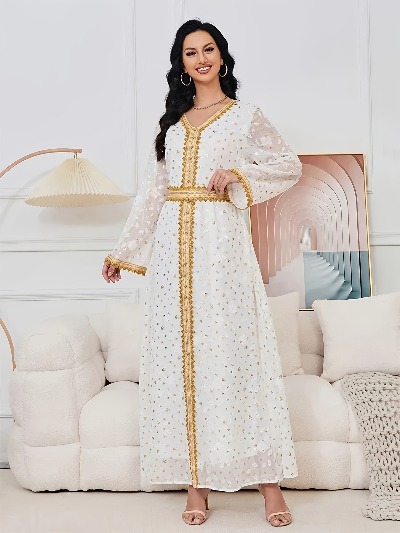 turkey dress designs for ladies Women'S Robe * V-Neck Design, This White And * * Natural Colors, Exotic Details And Inclusive Tailoring As Its Core, Perfectly Combining * with Modern Pragmatism. * * an * * texture-rich embellished party gown