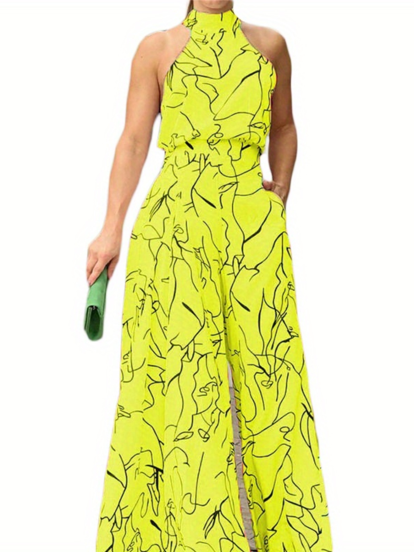 womens elegant sleeveless halter neck wide leg pants - Temu