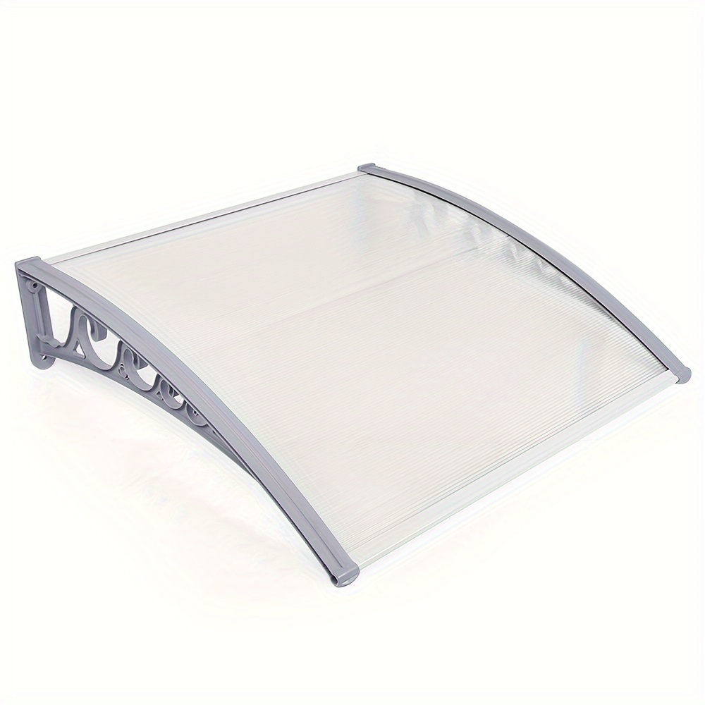 Image of Door And Window Awning 60 X 100 Cm, Polycarbonate Cover, Uv Resistant Awning, Entrance Door Awning, Support Shelter Uv, Rain And Snow Resistant, Grey