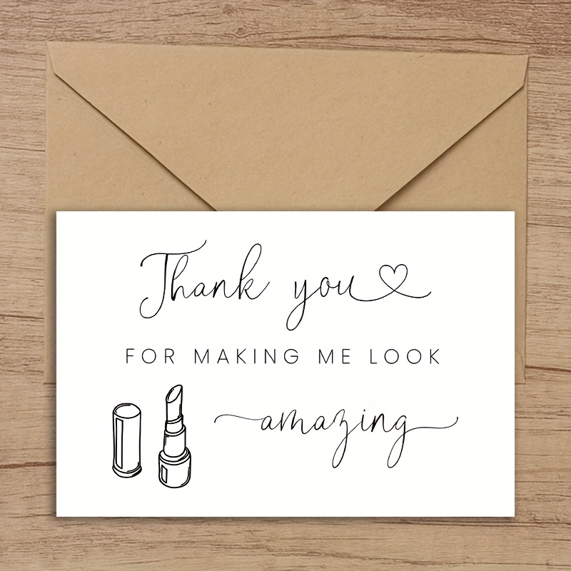 TEMU 1 Greeting Card And 1 Envelope, Wedding Makeup Artist Thank-you Card, Bride Gratitude Souvenir, Gratitude Gift, Illustration