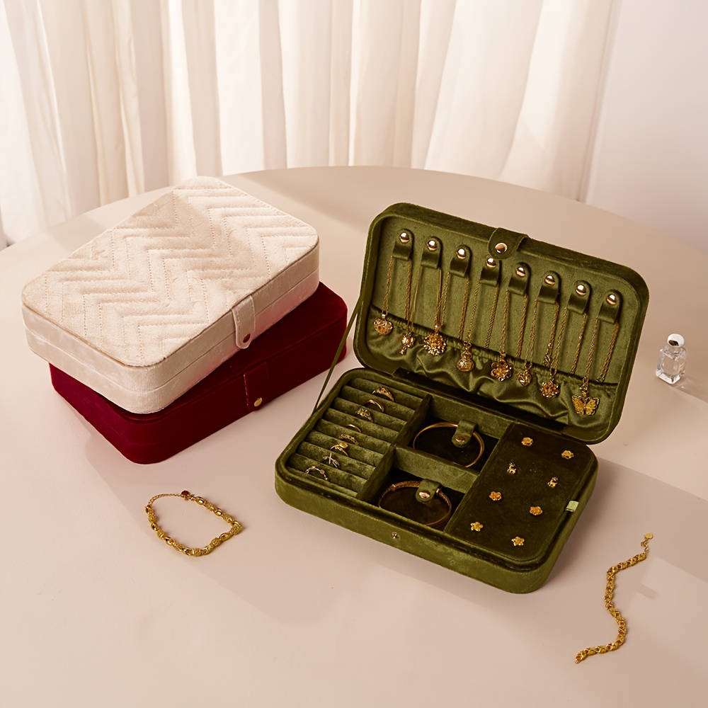 Premium Velvet Jewelry Box, Portable Large-capacity Jewelry Storage, Necklace, Earrings, Rings, Multi-layer Dustproof Storage Box, Exquisite Gift, Very Suitable for Birthday Gifts and Christmas Gifts, Jewelry Boxes