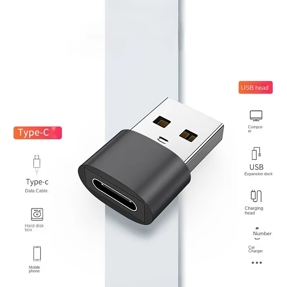 usb to usb c adapter 1 4 pack usb to type c fast charging transfer and otg function for iphone15 14 13 plus pro max for ipad   4 mini 6   usb devices black  