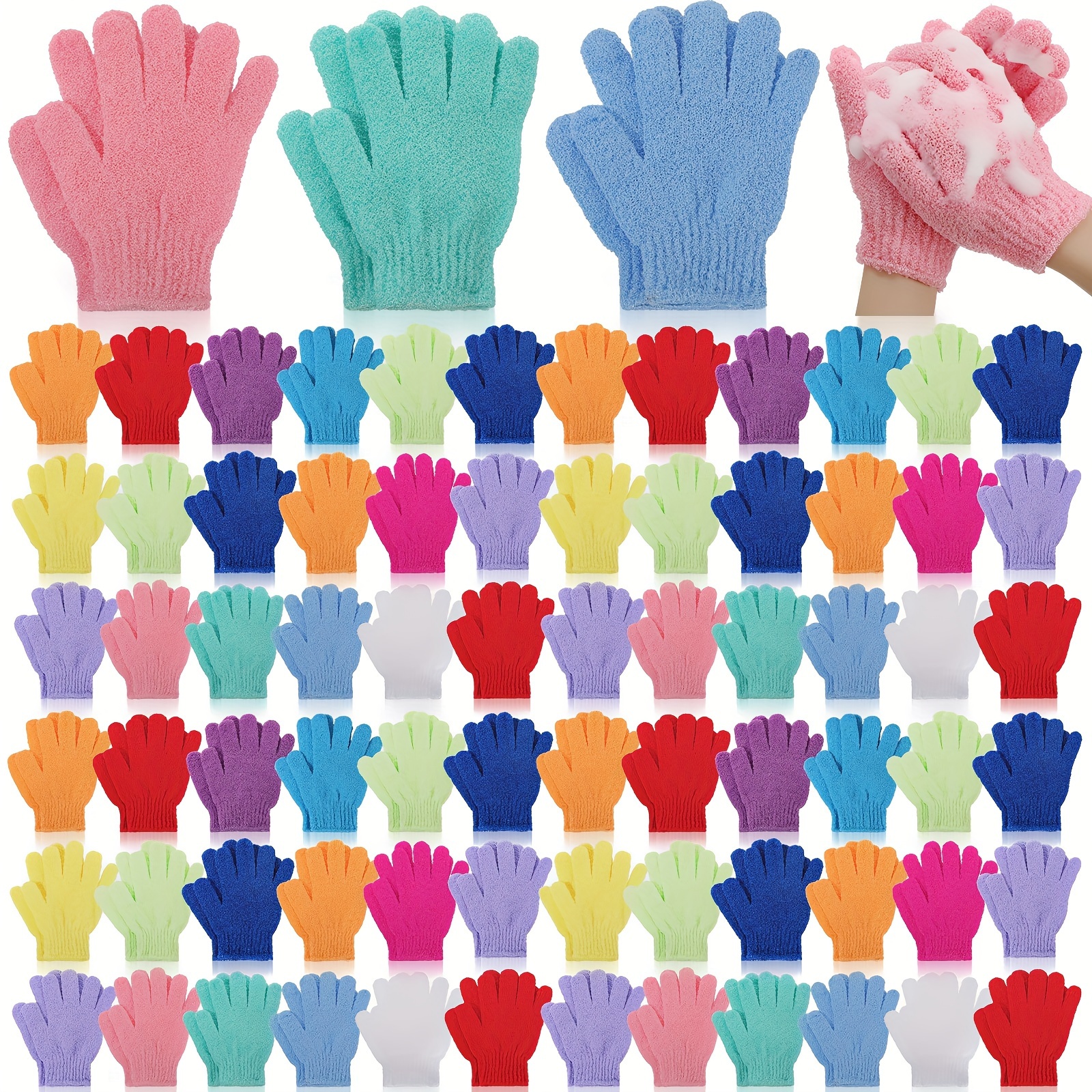 

Pcs Exfoliating Gloves Double Sided Exfoliating Bath Gloves Nylon Shower Gloves For Men Women Kids Massage Shower Scrubber Bathing Accessories, 13 Colors