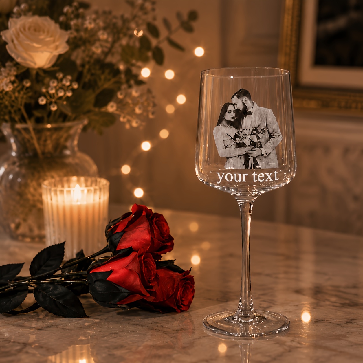 TEMU Verre à gravé sur mesure avec photo, possibilité de personnaliser portraits, , dates et . Livré avec un commémoratif unique. laser précise,