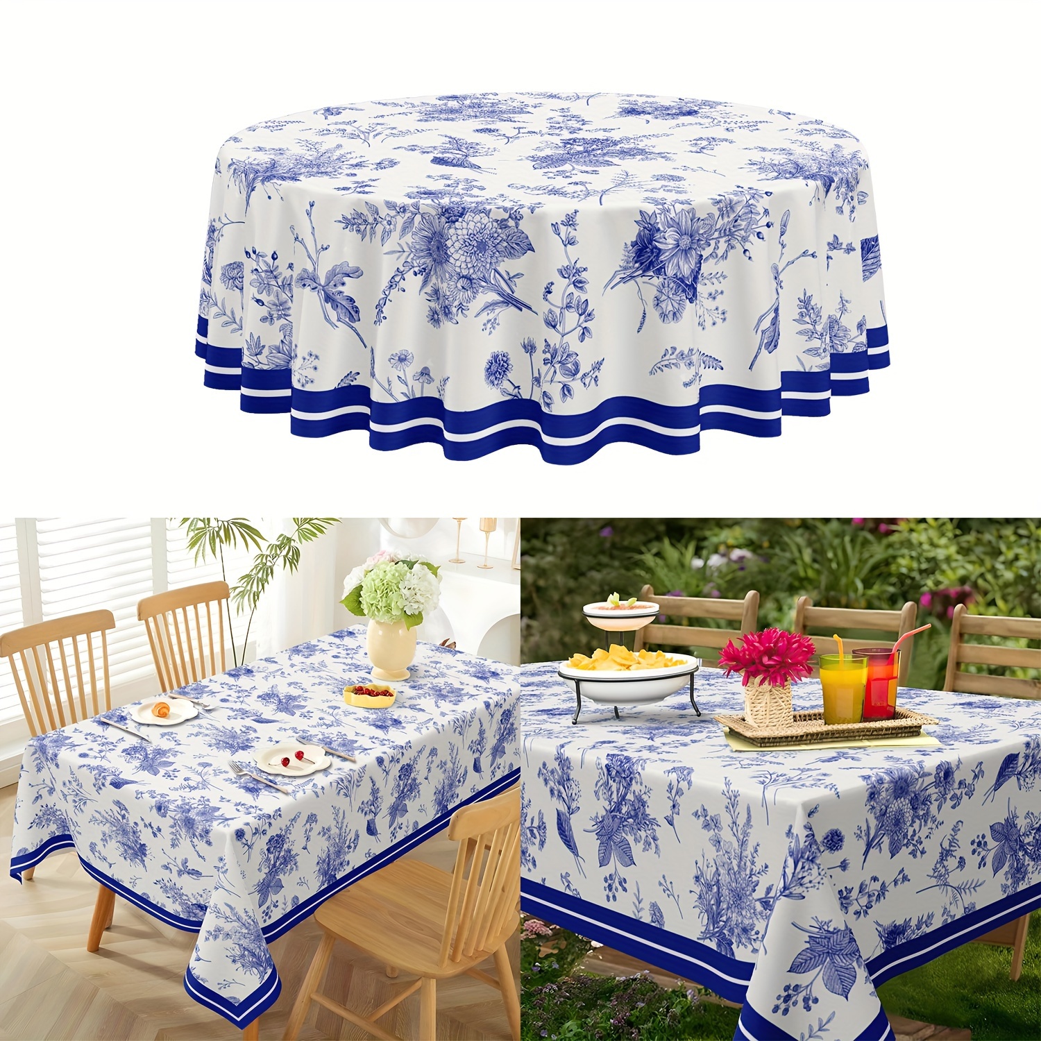 

Elegant Floral Round Tablecloth - Polyester, Dining & Picnics, Ideal Gift Idea, Machine-woven, Thanksgiving Theme Kitchen Decor