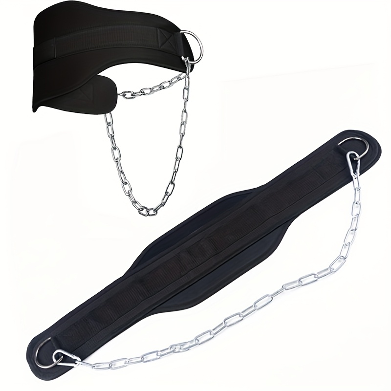 Black Weightlifting Belt, Adjustable Length Fitness Belt With Thickened Iron Chain, Suitable For Men And Women's Waist Training Equipment, Abdominal Strength Training, Suitable For Home And Gym
