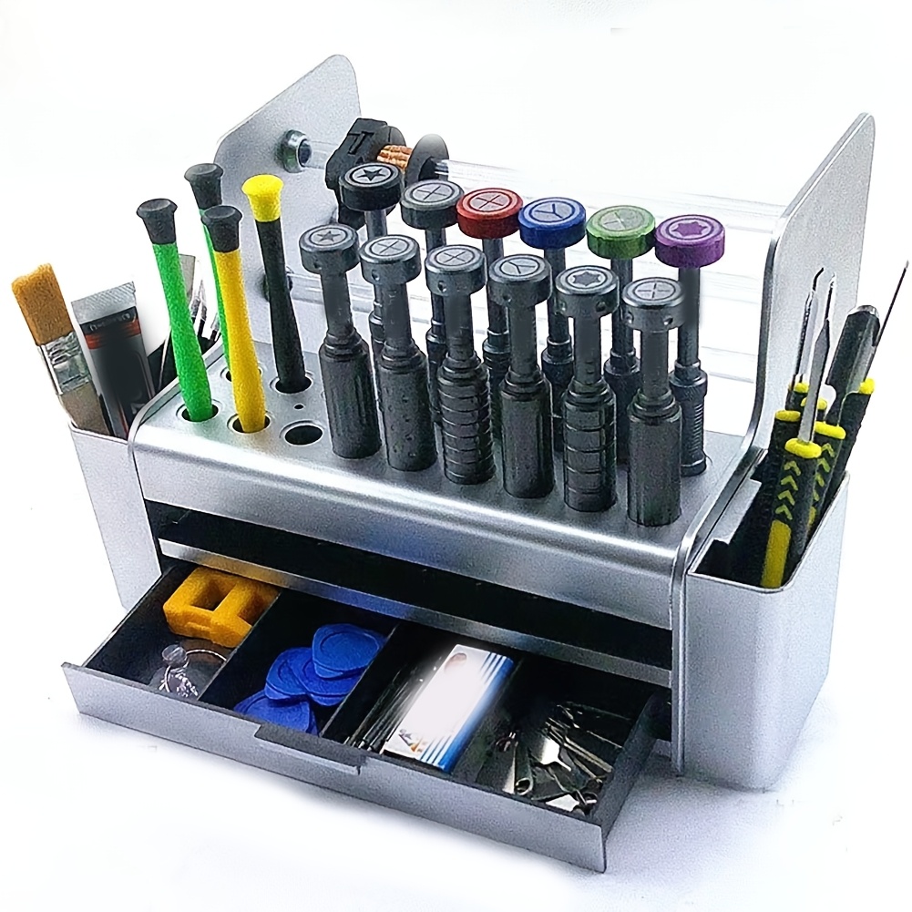 

Multi-compartment Tool Organizer Box With Drawers - Plastic, Ideal For Desk And Workshop Storage Of Screwdrivers, Accessories, And Electronic Repair Tools