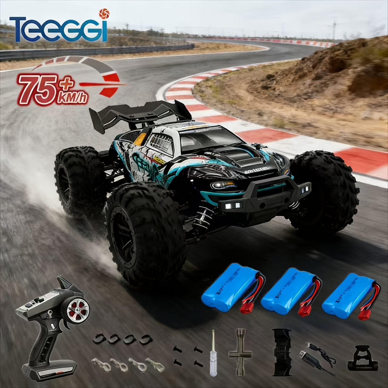 Image of 2.75 Km/h Metal Remote-controlled Off-road Truck: Equipped With 3 Batteries, 1:16 Scale Brushless 4wd Off-road Vehicle. Boys' Gift