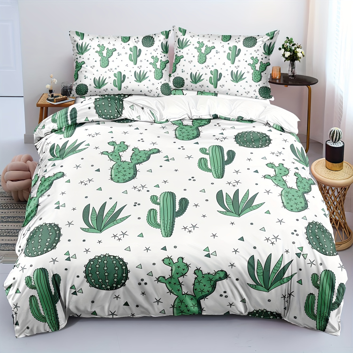 TEMU 2/3pcs Duvet Cover Set,soft And Comfortable,cactus Duvet Cover Twin,twin Bedding Sets For Little Girls Cactus,plant Duvet Cover Twin,cactus Bed