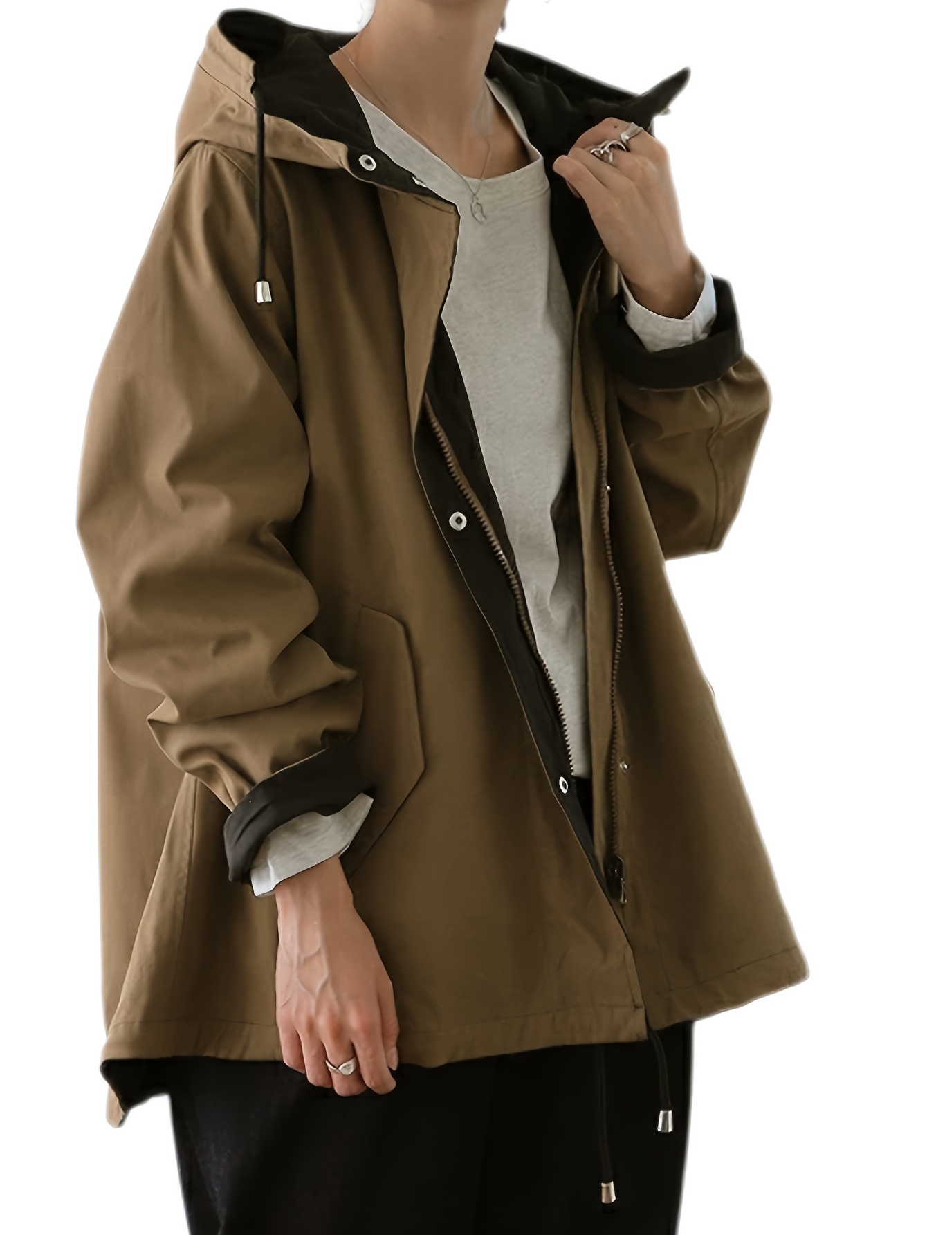 Trench Coat Womens Summer Coat With Hood Women's Casual Green