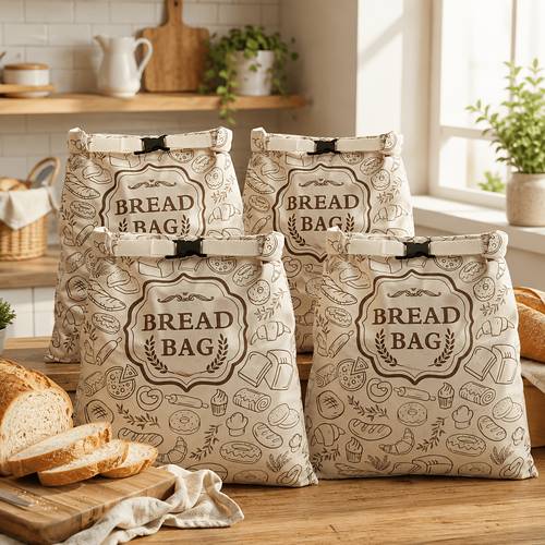 item picture 1 2 4pcs reusable beeswax bread bags bread boxes fabric material with closure square shape for homemade and sourdough bread fresh portable bread storage with closure