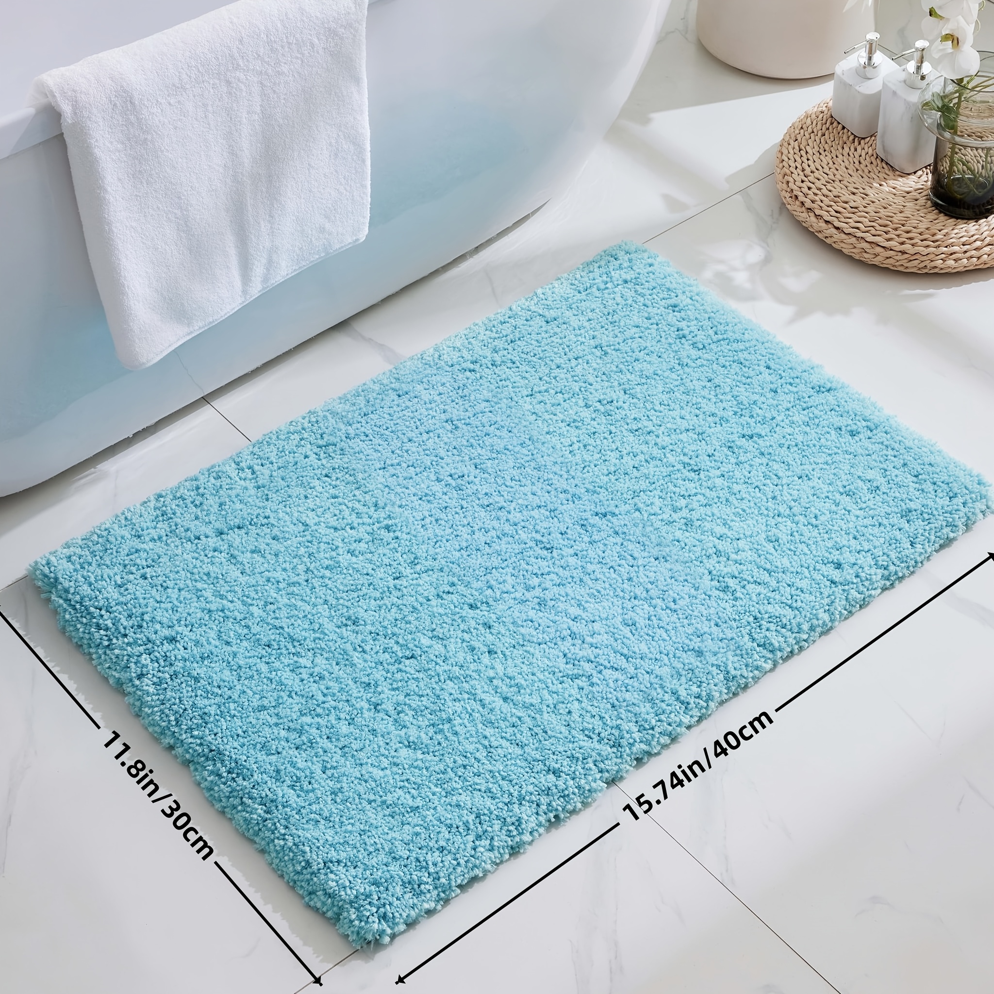 1pc white   bathroom rug 20x32 non slip fluffy bath mat for bathroom kitchen and bedroom flooring washable plush   rug for tub soft shaggy absorbent shower sink mat halloween and christmas gifts