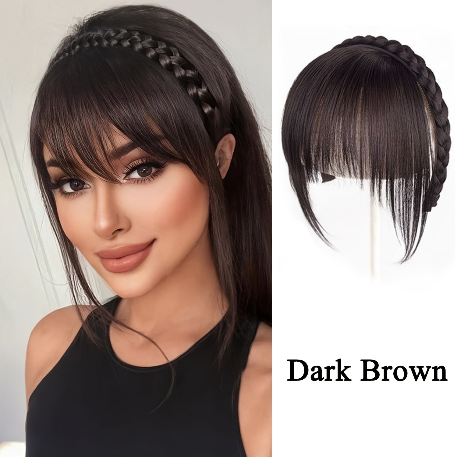 Image of Front Hair Bangs Fringe Hair Extensions Headband, Synthetic Bangs Headband For Women, Cosplay/wedding Photo/party