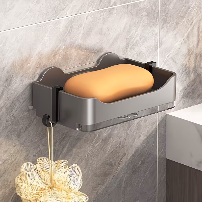 wall mounted soap dish with drain no drill bathroom holder for soap and sponges Product details 6