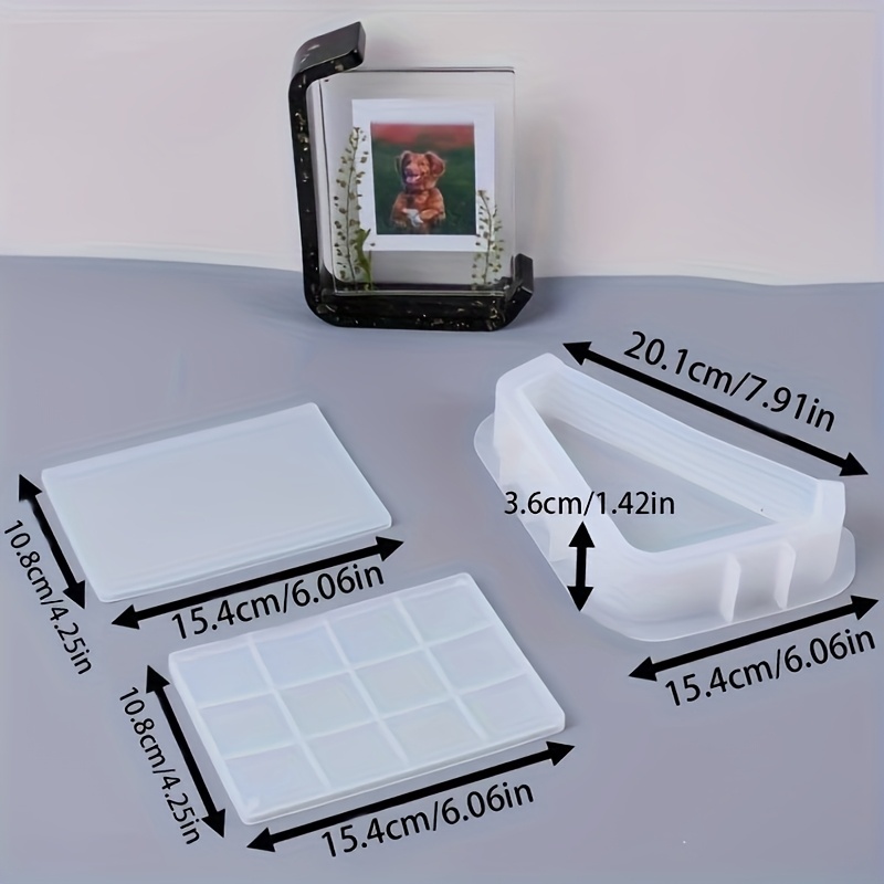 E-shop DIY Silikon Schmuckform für Harz - Rechteckiger Bilderrahmen-Design mit Doppelfach, Unregelmäßige Form für Epoxidharzguss, Handgemachte