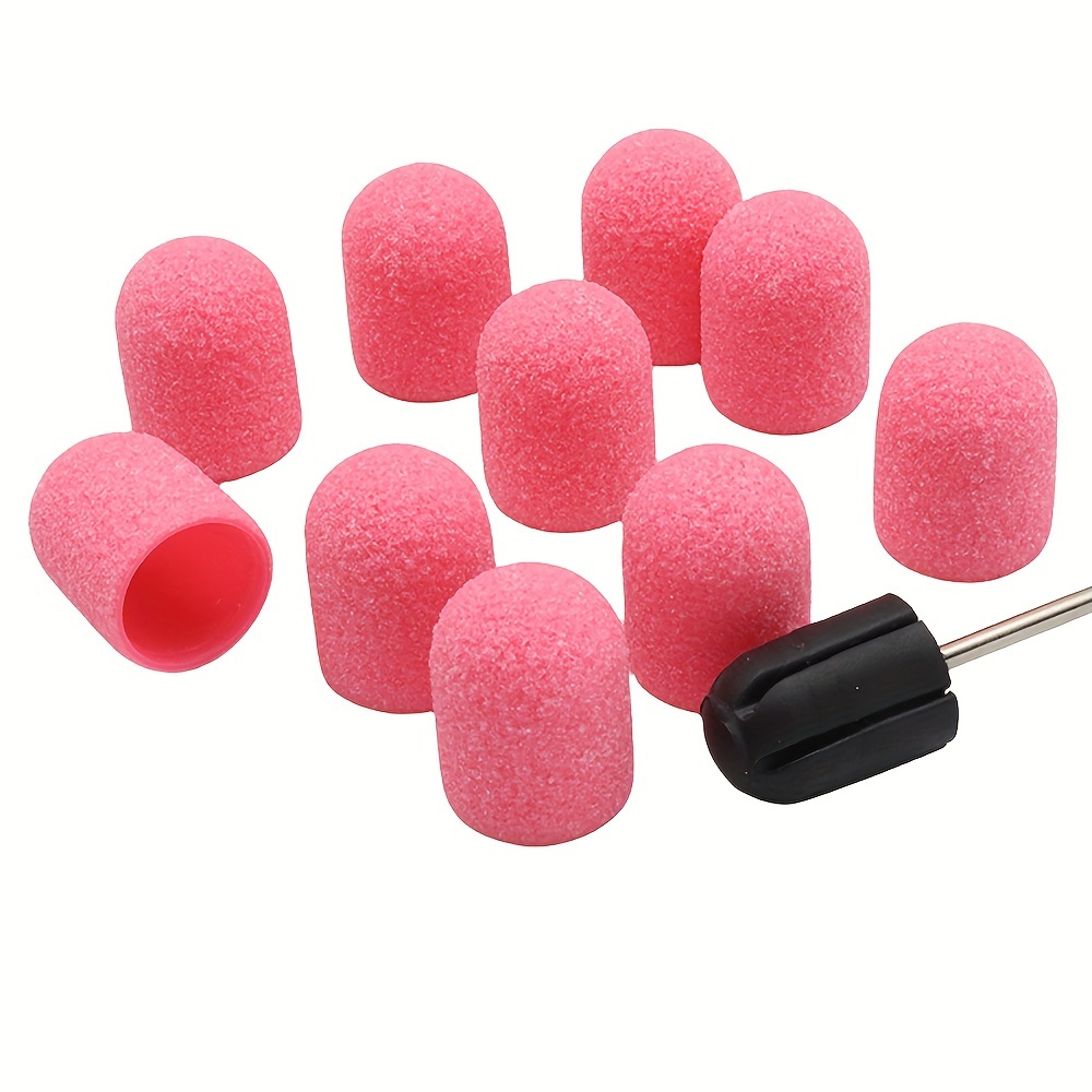 

Grit Sanding Caps With Mandrel Shaft, Professional Acrylic Nail Gel Remover, Nail Drill Polishing Set For Manicure And Pedicure