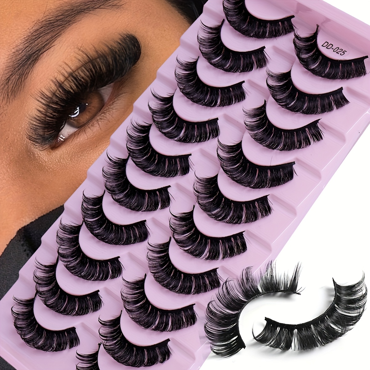 10 Pairs Of Russian Thick Dramatic Thick False Eyelashes, , Suitable For Stage Party Festival