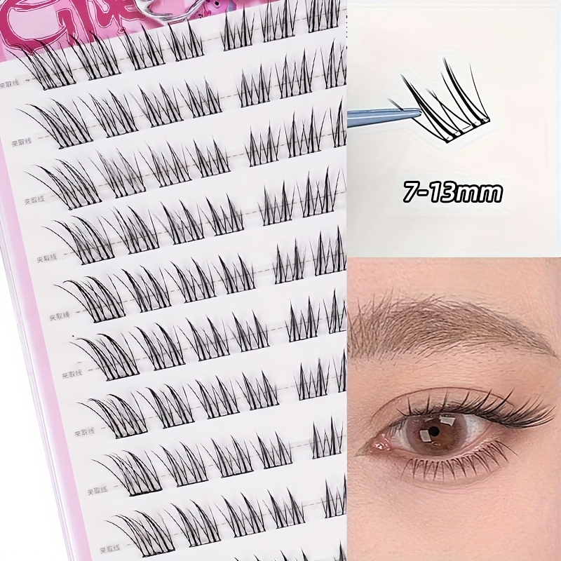 Image of Self Adhesive False Eyelashes Length 7-12mm Beginner Friendly Suitable For Japanese Korean Styles And Cosplay Compact Travel Size Fine Sheer And Natural Looking Portable
