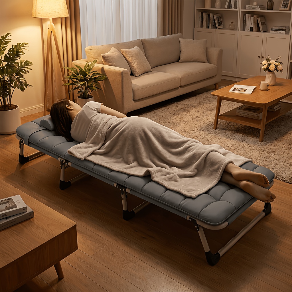 TEMU -one Overall Bed Frame Bed, Frame Cotton Padded Bed, Indoor Folding Bed With Mattress, Foldable And Easy-to-store Guest Bed, Companion Bed