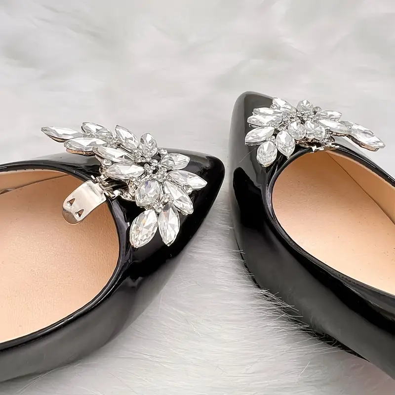 2er-Set Strass-Schuhclips Für Damen – Funkelnde Accessoires Für Schuhe, Hüte & Taschen, Ca. 6,2 X 3,8 Cm, Legierung & Kristalle
