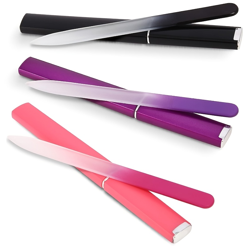 Image of Glass Nail File, Glass Nail File For Real Nails, Glass Nail File For Czech Glass, 3pcs Set Of Dual-sided Design, Gentle Care For Natural Nails, Suitable For Women/valentine's Day Gif