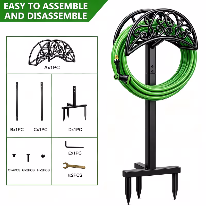 heavy duty metal garden hose holder freestanding outdoor