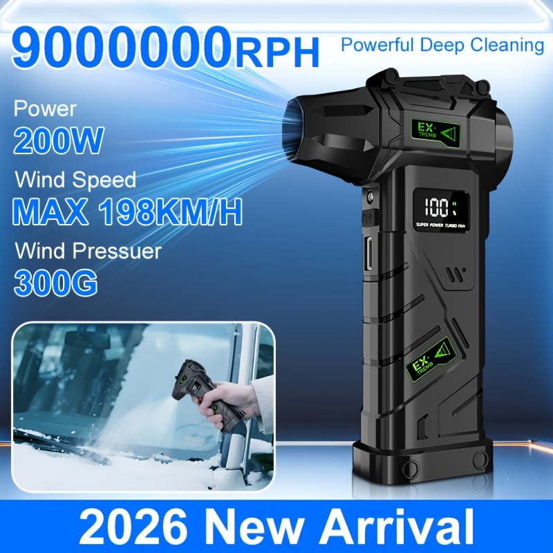 2026 new   9000000rph   air duster portable jet fan and cordless blower with led display and usb c   for deep cleaning keyboard car gear blowing snow leaves tent bbq