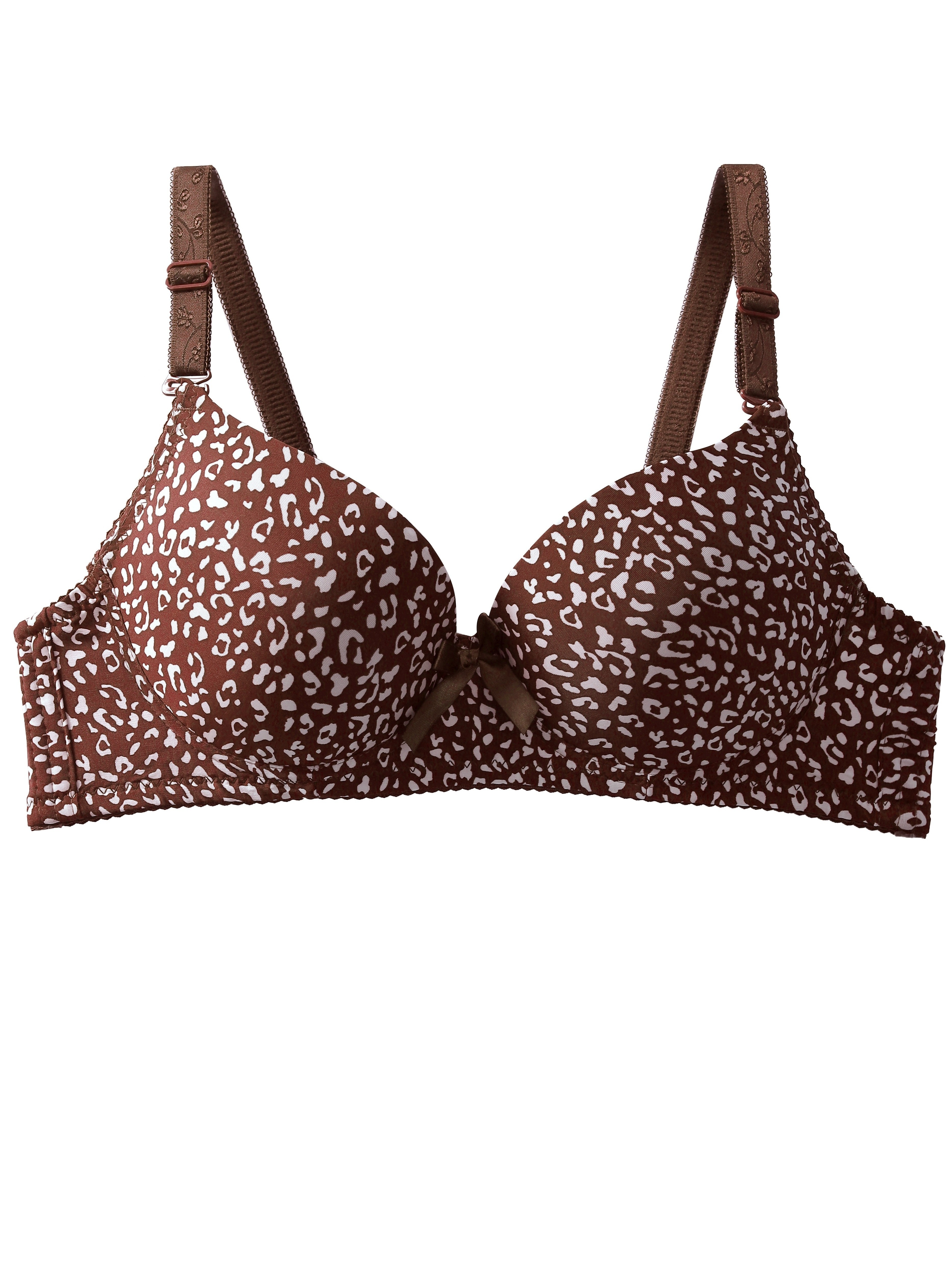 Plus Size Elegant Bras Set Women's Plus Leopard Print Bow - Temu