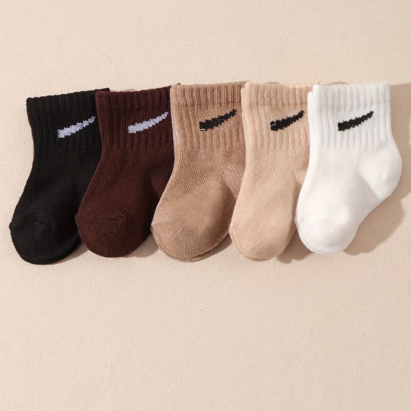 10 Pairs Baby Mid-Calf Socks - Assorted Candy Colors, Soft Polyester, Elastic Cuff, Machine Washable, Spring/Summer Infant Socks for Boys & Girls, Infant Socks, Infant Footwear, Playful Sock Patterns, Durable Sock Material