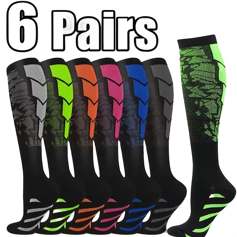 TEMU 6pack Athletic Compression Socks For Men And Women Breathable, Moisture-wicking, And Comfortable Nylon Suitable For Basketball, Soccer, Running,