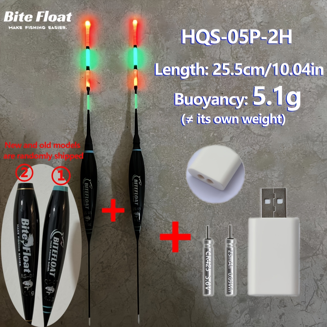 E-shop Elektronische Angelbojen 3er Set (2 Leuchtende Bojen + 1 Ladegerät Set Inklusive 2 CR425 Akkus + 1 Ladegerät) Nachtangel Set