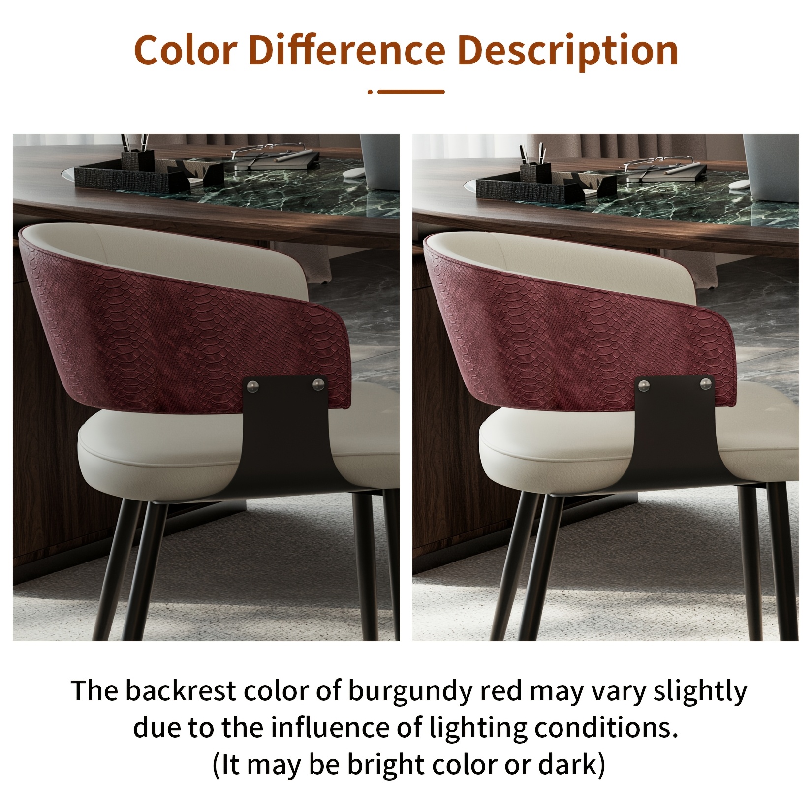AESOME Mid-Century Dining Chairs Set of 2 Crocodile-Textured Back Upholstered Kitchen Chairs for Living Room Lounge, Luxury Microfiber Faux Leather Dining Room Chair, Easy Assembly (Chairs Solely)