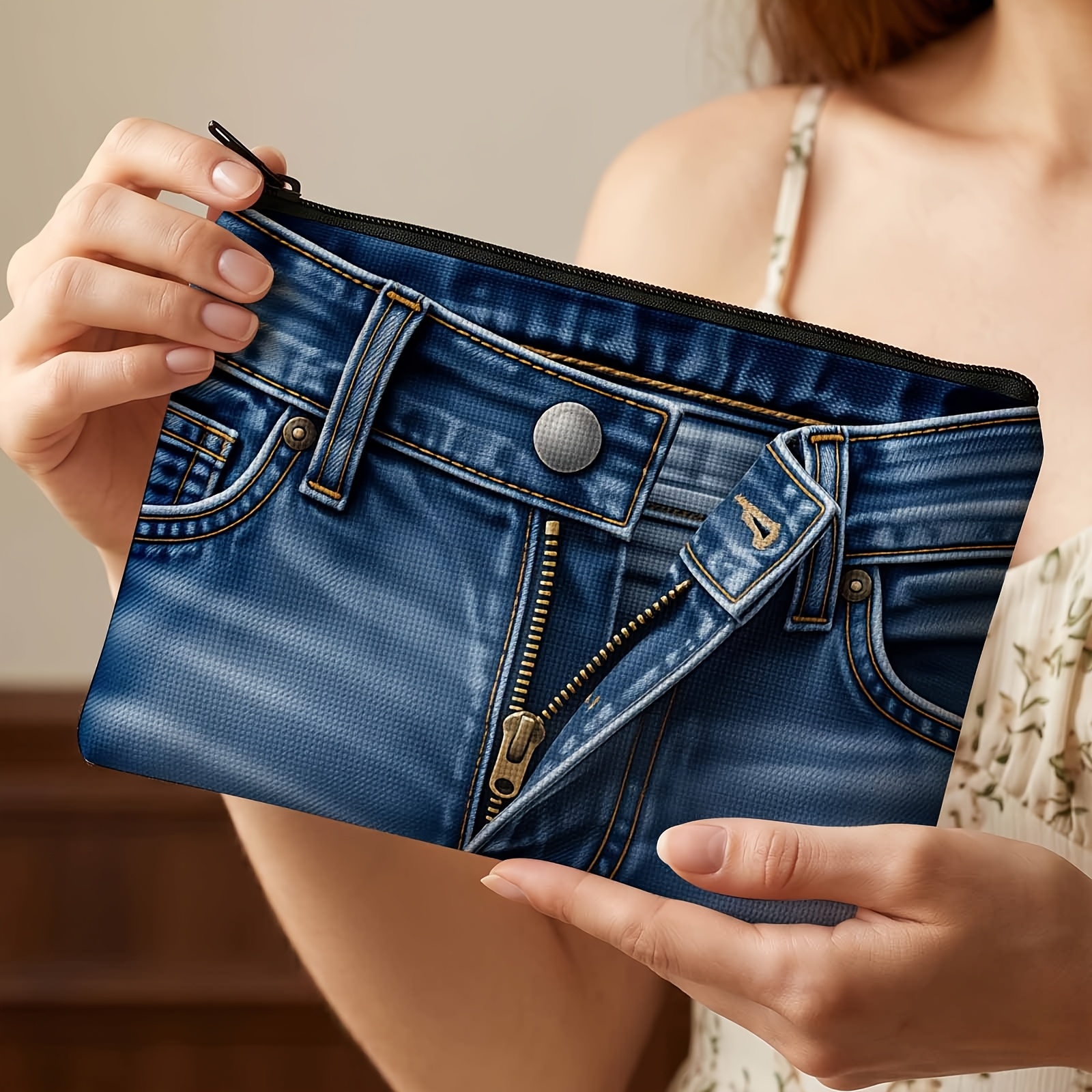 TEMU Trousse de Cosmétique 2D à impression plate, design élégant, pour quotidiennes, le fitness ou , , portable et tendance, style plat 2D