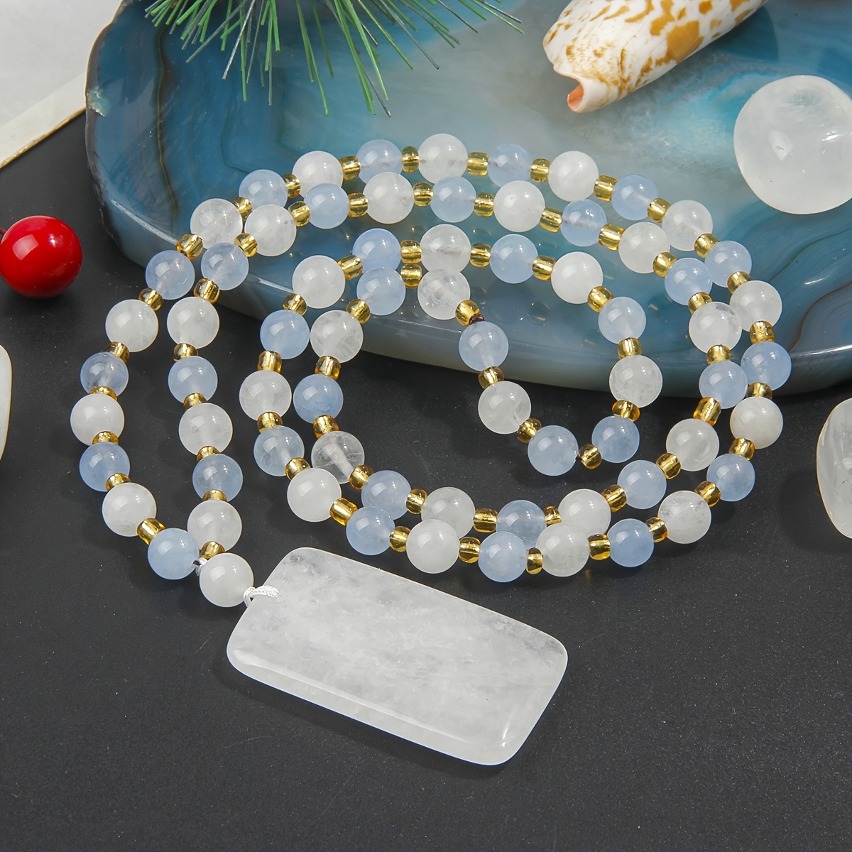 Bohemian Minimalist Natural Stone Bead Necklace