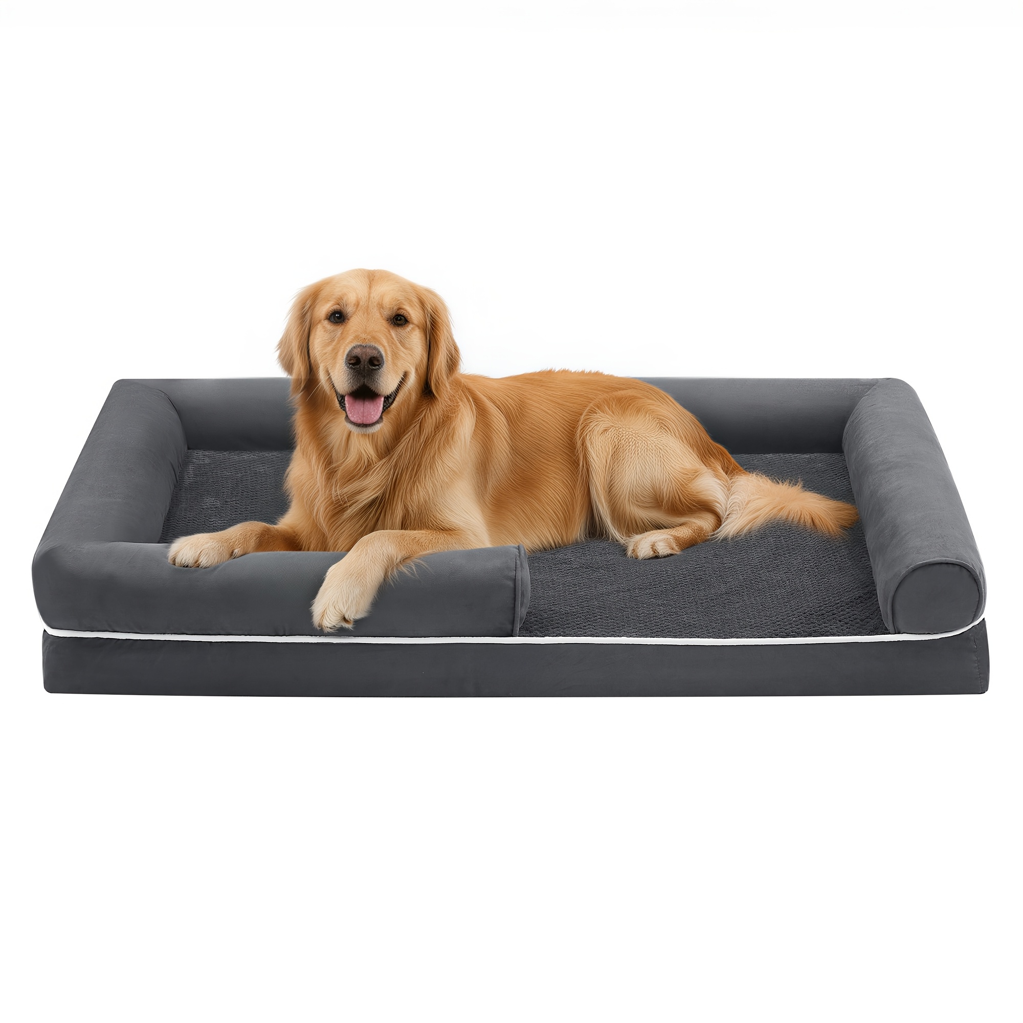 Image of Orthopedic Dog Bed, Dog Sofa With Sides, Removable Washable Cover, 135 X 107 X 25 Cm, Non-slip Bottom, Dark