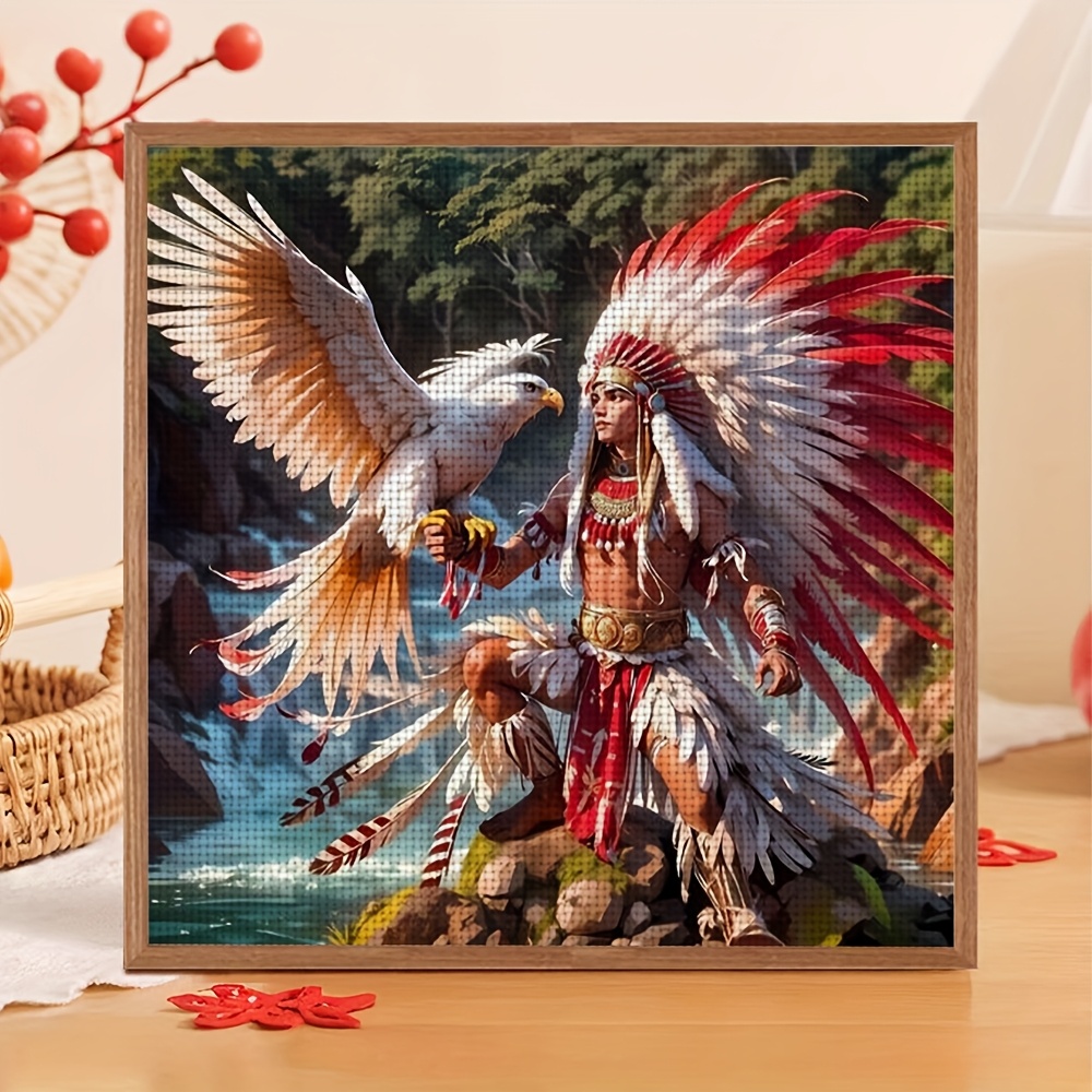 Complete DIY Cross Stitch Kit - Warrior with Eagle Design