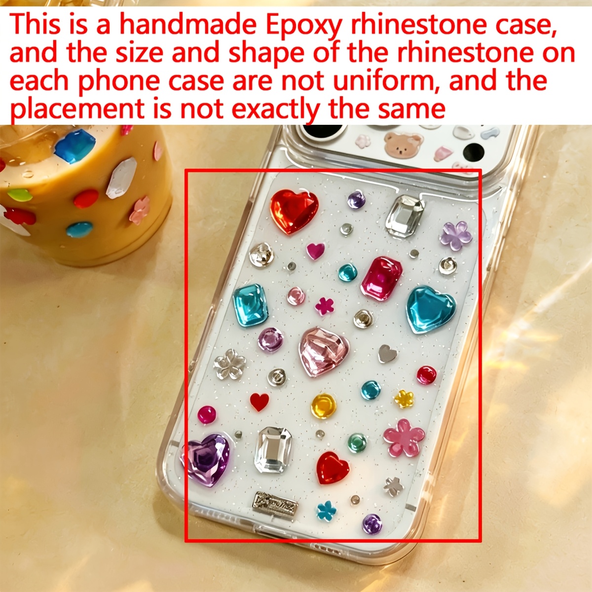 TEMU Phone Case - Creative Epoxy Dopamine Bling Rhinestone Gemstone Phone Case For Iphone 18 Pro Max 18 Pro 17 Pro Max 17 Pro 17 16 Pro 15 Pro Max 15