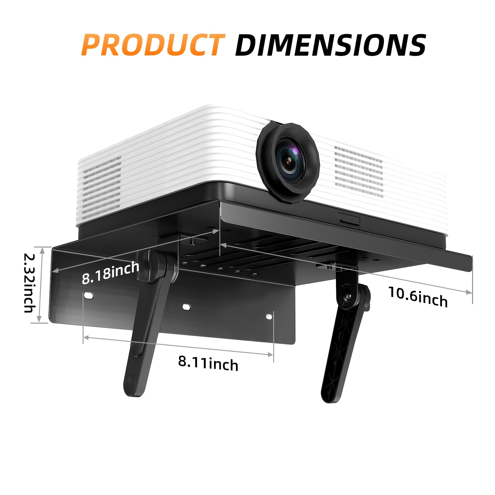 TEMU No Drilling Metal Projector Mount, Adjustable Angle Projector Mount Shelf For Sofa And Bedside, Foldable For Storage, Perforated Design For Heat