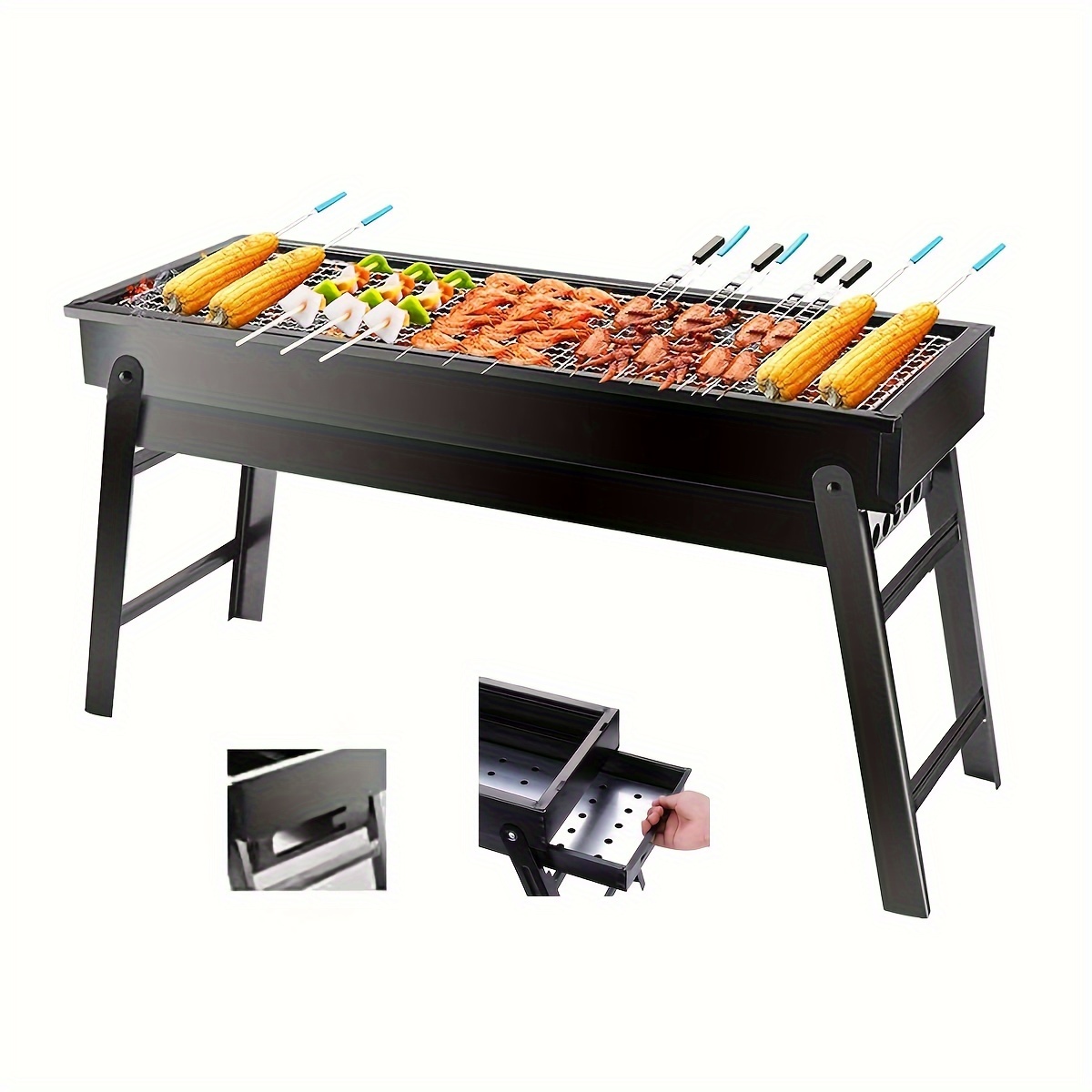 

Folding Portable Bbq Charcoal Grill, Outdoor Grill, Camping Picnic Beach Bbq (black)